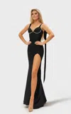 Jessica Angel 2686 Prom Fitted Long Formal Slit Dress In Black