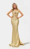 Jessica Angel 2716 Fitted Formal Long Prom Dress In Gold