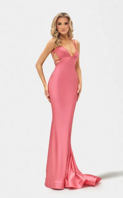 Jessica Angel 2720 Long Fitted Formal Strappy Prom Dress In Pink