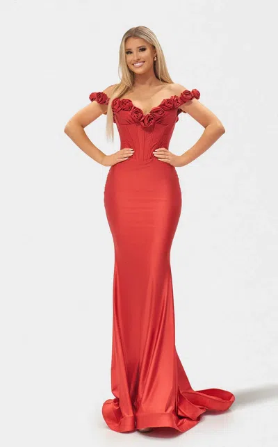 Jessica Angel 2722 Prom Fitted Long Formal Evening Dress In Red