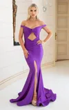 Jessica Angel 305 Prom Fitted Slit Long Formal Dress In Purple