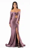 Jessica Angel 306 Long Formal Fitted Evening Prom Dress In Purple
