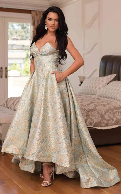 Jessica Angel 307 Pleated Formal High Low Prom Dress In Multi