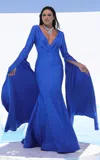 Jessica Angel 311 Long Fitted Formal Evening Cape Dress In Blue