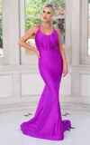 Jessica Angel 337 Fitted Long Formal Pleated Prom Dress In Purple