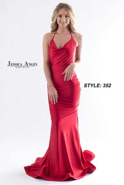 Jessica Angel 352 Fitted Formal Long Evening Prom Dress In Red