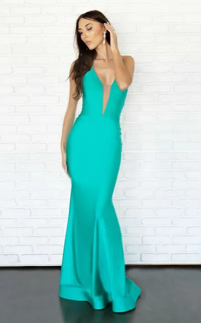 Jessica Angel 399 Fitted Prom Long Formal Evening Dress In Green