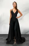 Jessica Angel 423 Long Formal Detachable Overskirt Jumpsuit In Black