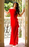 Jessica Angel 445 Long Ruffle Formal Prom Dress In Red