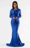 Jessica Angel 509 Long Sleeve Fitted Formal Evening Dress In Blue