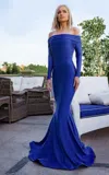 Jessica Angel 527 Long Formal Fitted Evening Dress In Blue