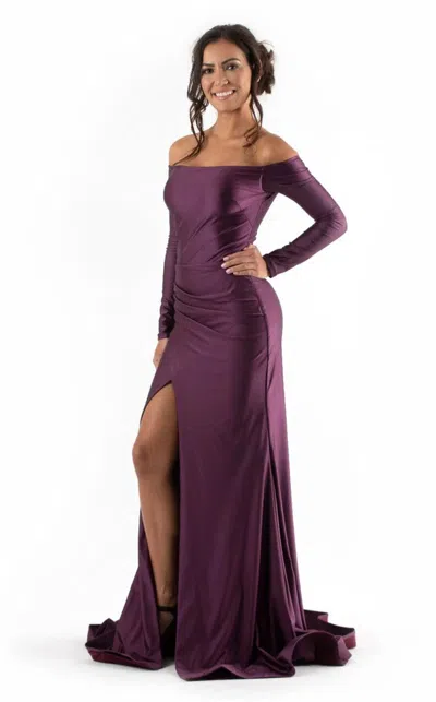 Jessica Angel 531 Long Slit Formal Evening Dress In Purple