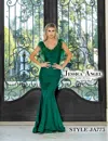 Jessica Angel 773 Feather Long Formal Fitted Prom Dress In Green
