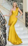 Jessica Angel 781 Pleated Long Formal Fitted Prom Dress In Yellow