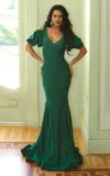 Jessica Angel 785 Formal Long Ruffle Prom Dress In Green