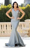 Jessica Angel 809 Long Mermaid Formal Fitted Prom Dress In Silver