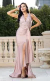 Jessica Angel 829 Long Prom Slit Lace Formal Dress In Pink