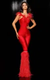 Jessica Angel 954 Fitted Long Formal Jumpsuit In Red