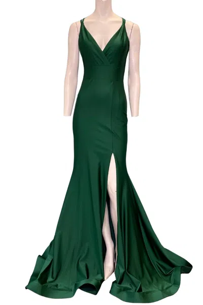 Jessica Angel Evening Gown In Hunter Green