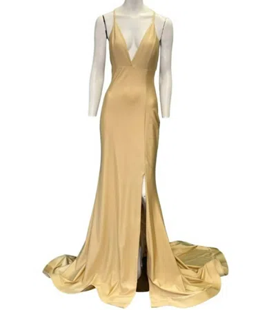 Jessica Angel Evening Gown In Toffee In Gold