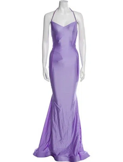 Pre-owned Jessica Angel Halterneck Long Dress In Purple