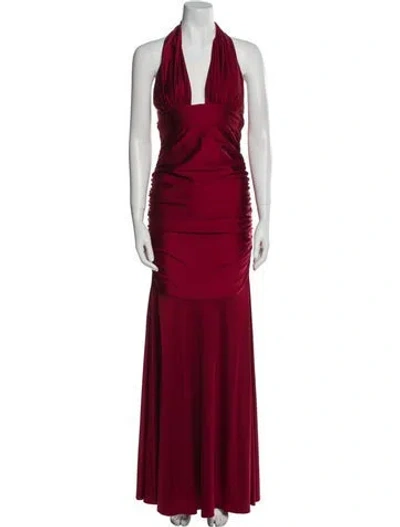 Pre-owned Jessica Angel Halterneck Long Dress In Red