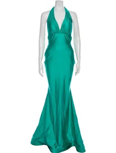 Pre-owned Jessica Angel Halterneck Long Dress W/ Tags In Green