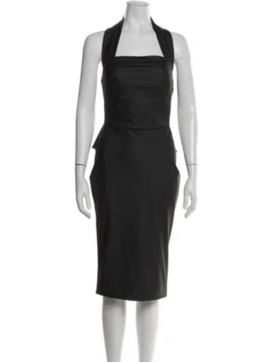 Pre-owned Jessica Angel Halterneck Midi Length Dress In Gray