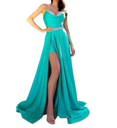 Jessica Angel High-low Formal Dress In Dark Turq In Multi
