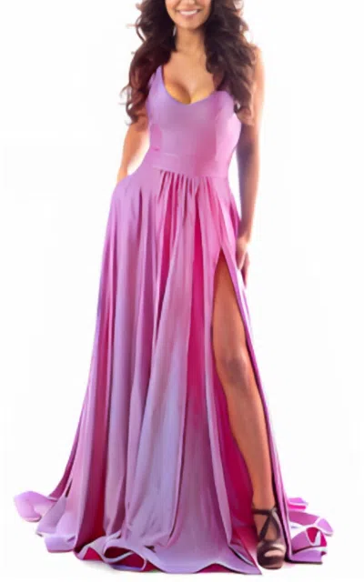 Jessica Angel Jersey A-line With Slit Dress In Blossom In Pink