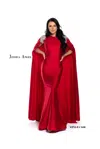 Jessica Angel Long Formal Fitted Cape Dress 856 In Red