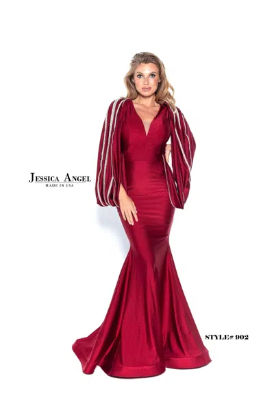 Jessica Angel Long Formal Fitted Evening Dress 902 In Red