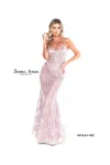 Jessica Angel Long Formal Fitted Lace Dress  857 In Pink