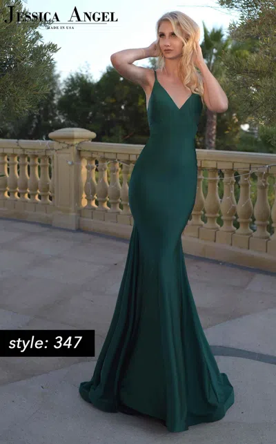 Jessica Angel Long Formal Mermaid Dress 347 In Green