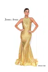 Jessica Angel Long Halter Formal Prom Dress 912 In Gold