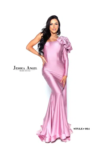 Jessica Angel Long One Shoulder Formal Dress 914 In Pink