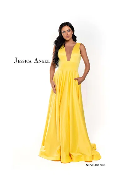 Jessica Angel Long Sleeveless Formal Prom Dress 898 In Yellow
