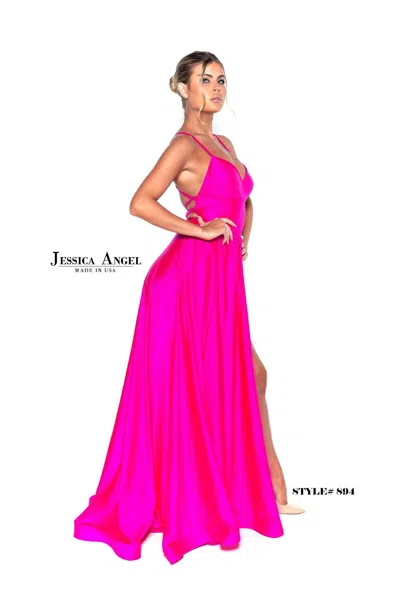 Jessica Angel Long Spaghetti Strap Prom Dress 894 In Pink