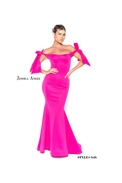 Jessica Angel Off Shoulder Long Formal Dress 848 In Pink