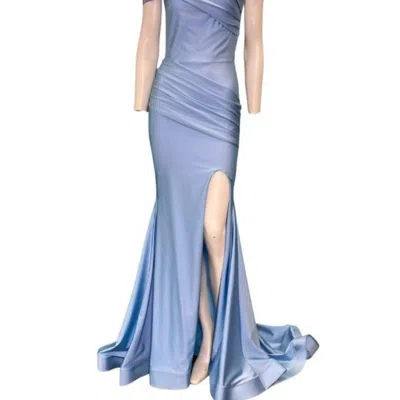 Jessica Angel One Shoulder Evening Gown In Blue