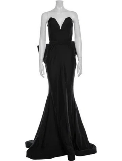 Pre-owned Jessica Angel Plunge Neckline Long Dress In Black