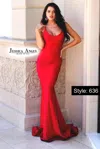 Jessica Angel Spaghetti Strap Long Evening Gown 636 In Red