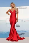 Jessica Angel Spaghetti Strap Long Formal Gown 338n In Red