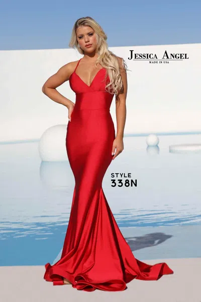 Jessica Angel Spaghetti Strap Long Formal Gown 338n In Red