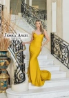 Jessica Angel Spaghetti Strap Long Formal Gown 813 In Yellow