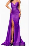 Jessica Angel Strapless Gown With Slit In Violet In Purple