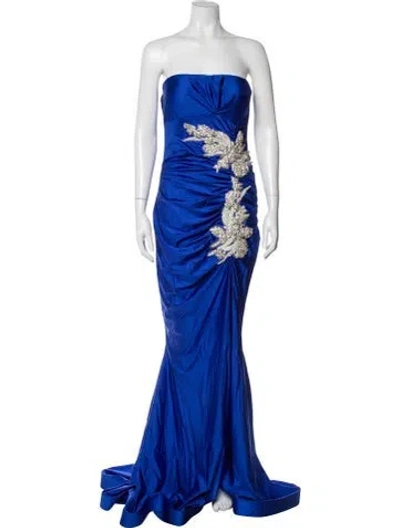 Pre-owned Jessica Angel Strapless Long Dress In Blue
