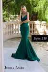 Jessica Angel Strappy Back Long Formal Gown 338 In Green