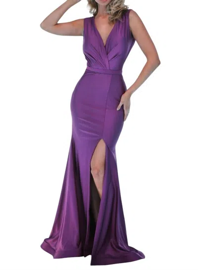 Jessica Angel V-neck Sleeveless Maxi Gown In Purple