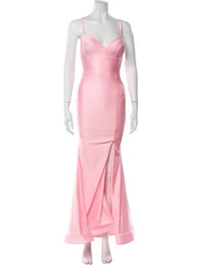 Pre-owned Jessica Angel V-neck Long Dress In Pink